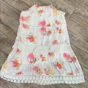 Floral dress with rope ties around neck